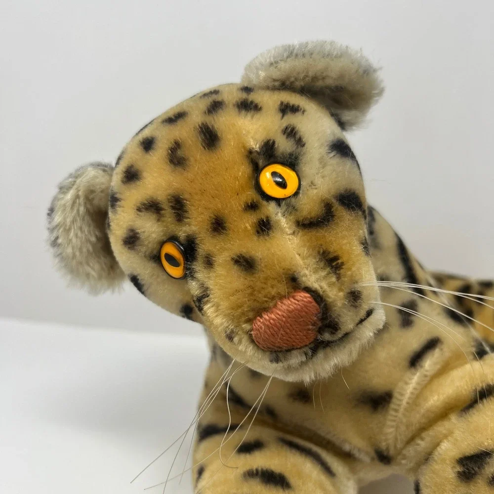 Vtg Steiff Ocelot Ozelot Leopard Plush Mohair 12 Inch Lying Big Cat Orange Eyes‎